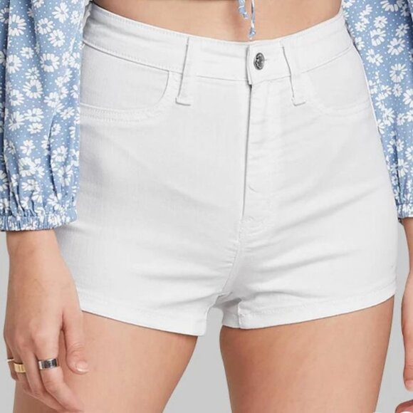 wild fable Pants - WILD FABLE highest rise white stretch denim shorts